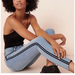 Garage high rise jeans with black side stripes